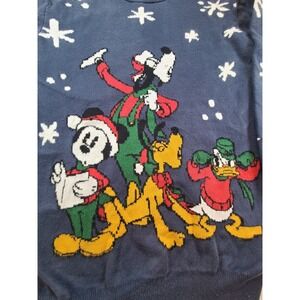 Disney Mickey Mouse Goofy Pluto Donald Duck Ugly Christmas Sweater Size L